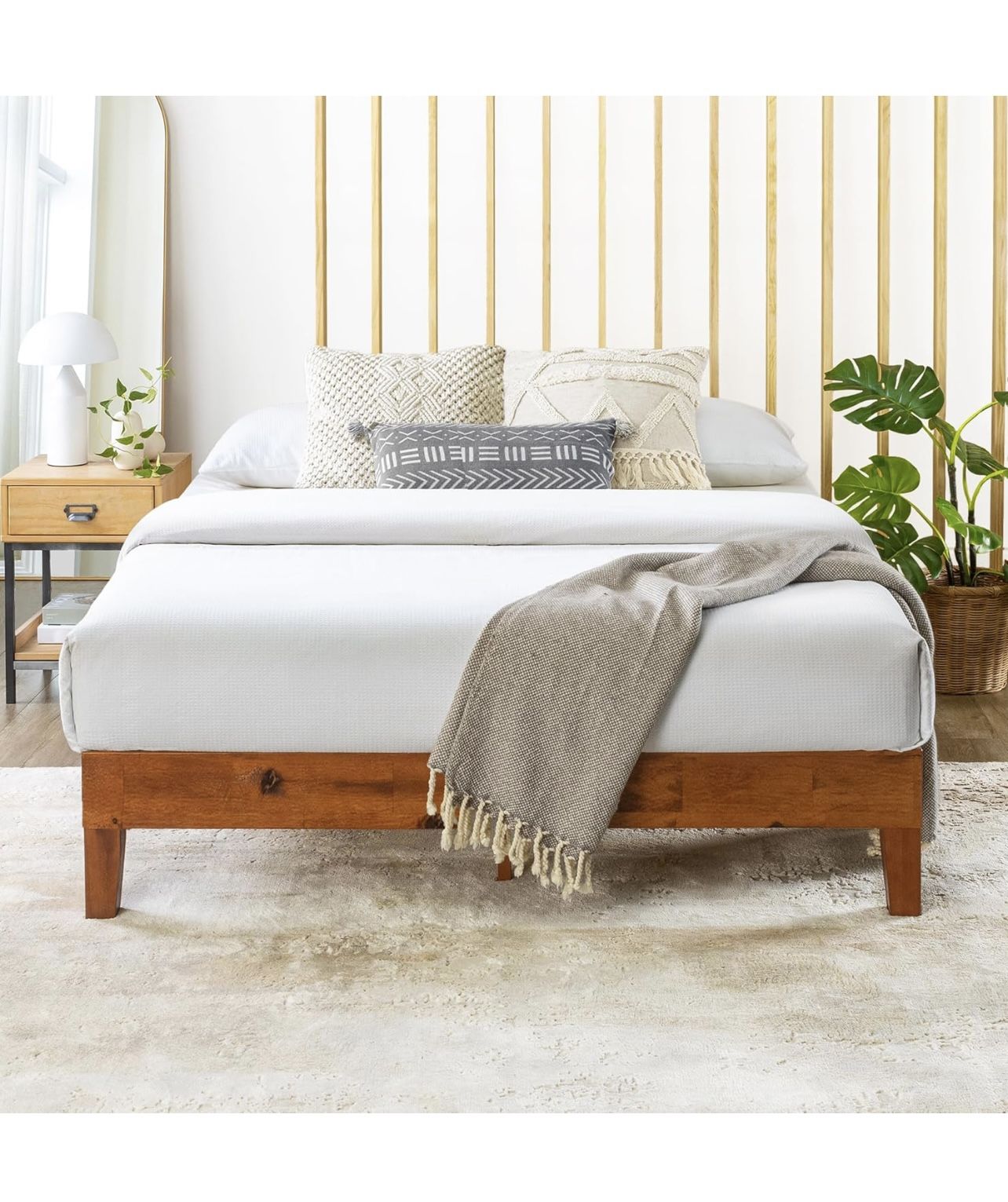 New Full Solid Wood Bed Frame Cherry 12 Inch Height