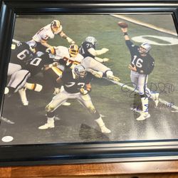 Oakland Raiders Jim Plunkett Signed 16 X 20 Photo With Super Bowl Mvp Inscription