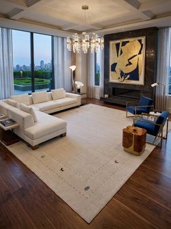 100% Wool Gabbeh Area Rug Ivory/Cream 8x10