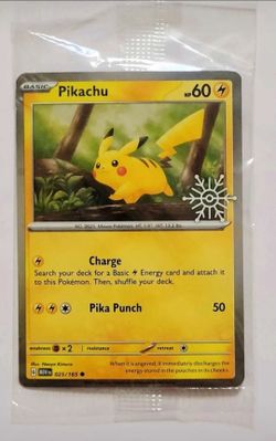 Rare Pikachu 025/165 Pokémon Holiday Calendar Festive Stamp Snowflake
