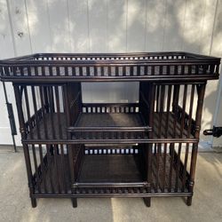 Beautiful Unique Bar Cart Coffee Finish Wicker Tiki Bar/Storage
