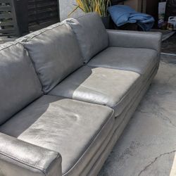 Authentic Leather Gray Couch