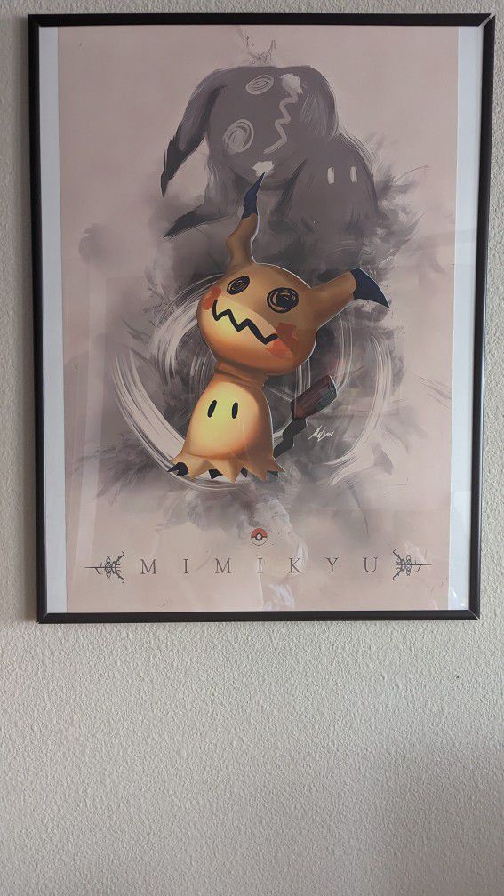 Pokemon Limited Edition Mimkyu  Poster And Frame