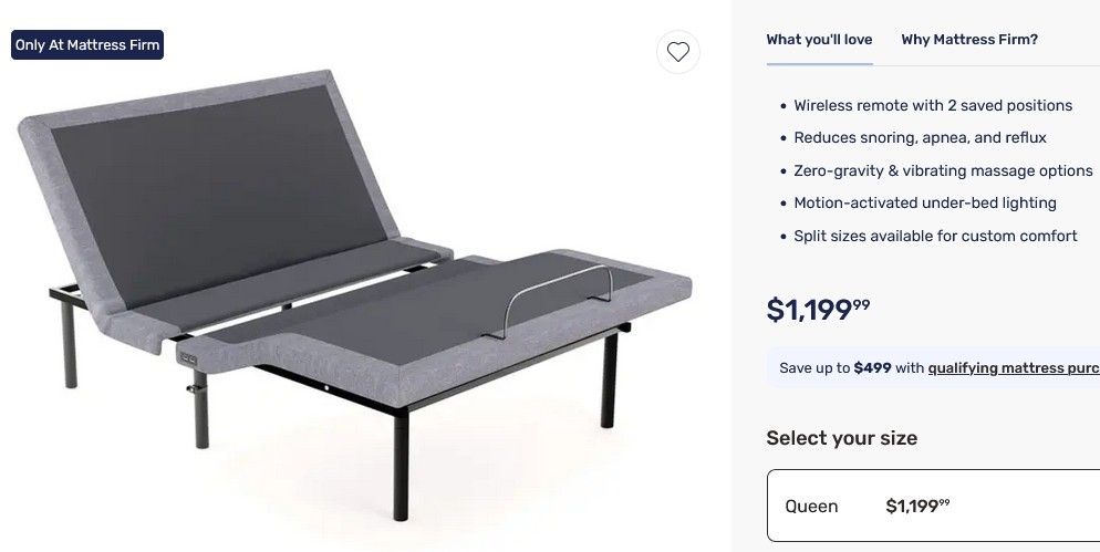 Queen Size Mattress Firm Adjustable Bed Base