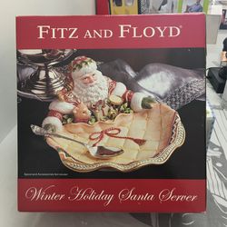 Brand New In Box! Fitz & Floyd Winter Holiday Santa Server