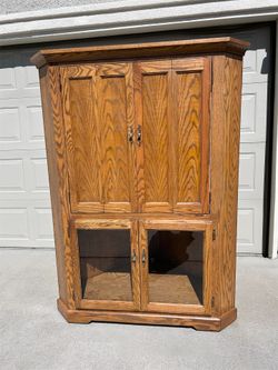 Solid Oak Corner Cabinet / Media Center