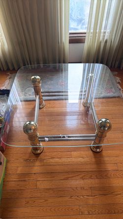 Glass and Brass Coffee Table Two Tier
