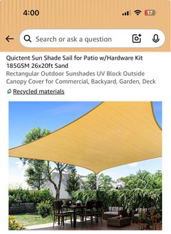 Quictent Sun Shade Sail for Patio w/Hardware Kit 185GSM 26x20ft Sand Rectangular Outdoor Sunshades UV Block Outside Canopy Cover for Commercial, Backy