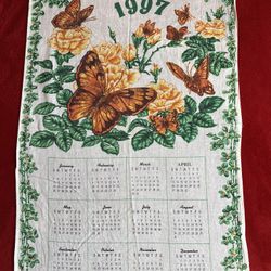 VINTAGE - NEW - CALENDAR 1997 BUTTERFLY  KITCHEN TEA TOWEL  - 15.5"W x 24"H ‼️ 