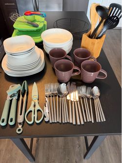 Kitchen Starter Set-Plates, Bowls, Mugs, Utensils & More