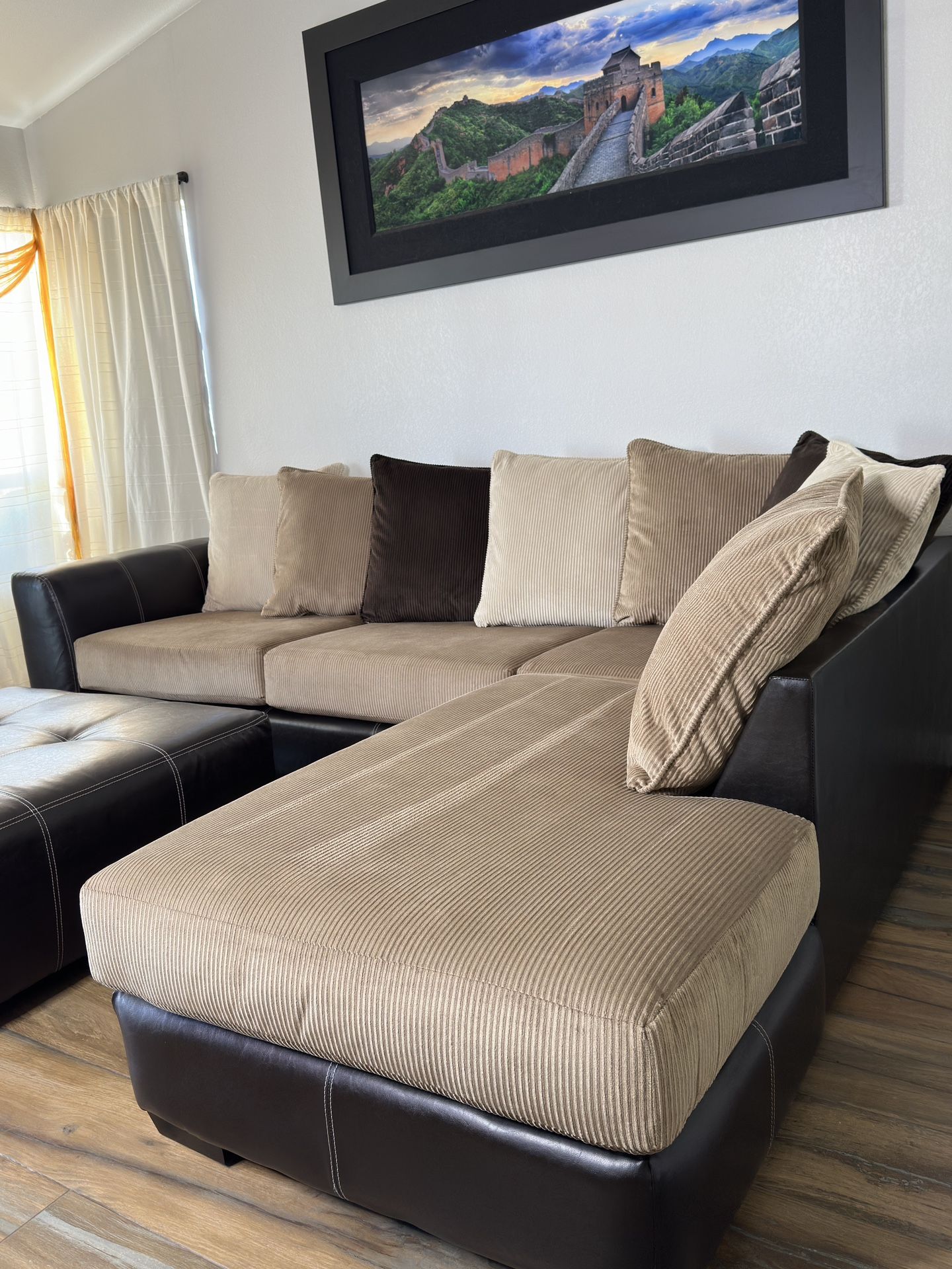 L-Shaped Sectional Sofa with ottoman
