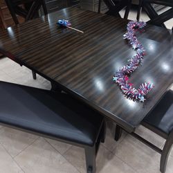 *Fourth Of July Now*---Kelly Classic Wood Dining Table Sets W/4 Chairs And Bench---Delivery And Financing🤝