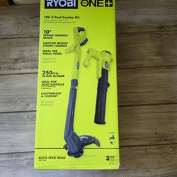 RYOBI ONE+ 18V Cordless String Trimmer/Edger and Blower/Sweeper Combo Kit with Battery