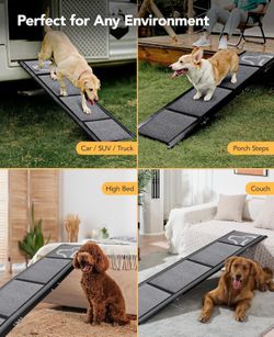 NEW Upgraded Dog Ramp for Car 63" Long & 19.7" Wider Portable Dog Ramps for Large Dogs with Non-Slip Rug Surface for SUV Car & Truck, Up to 25