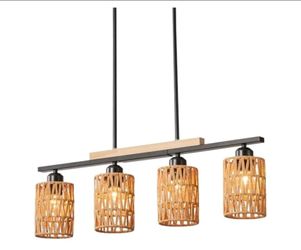 Lampara colgantes  de 4 luces de rattan