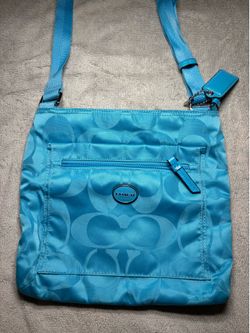 Coach Teal Signature Getaway Nylon Crossbody Bag F77408