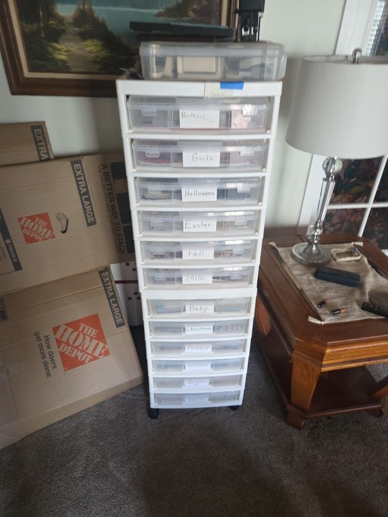 Plastic Shelf Organizer With Bins About 5 Ft Tall With Wheels