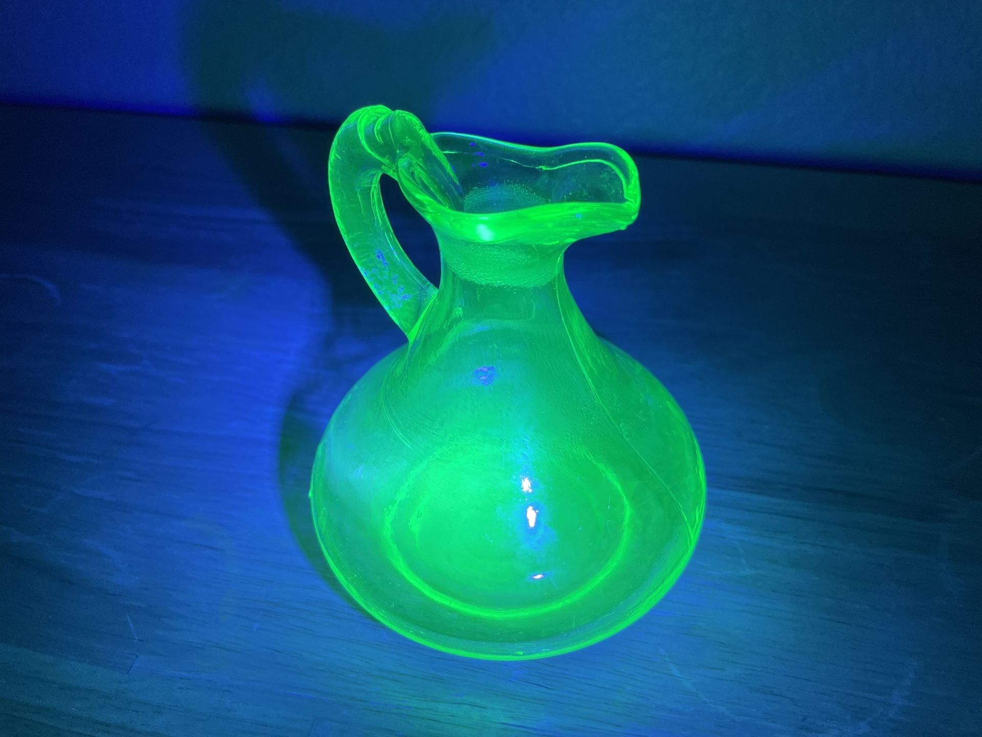 Vintage Uranium Glass Cruet Bottle 
