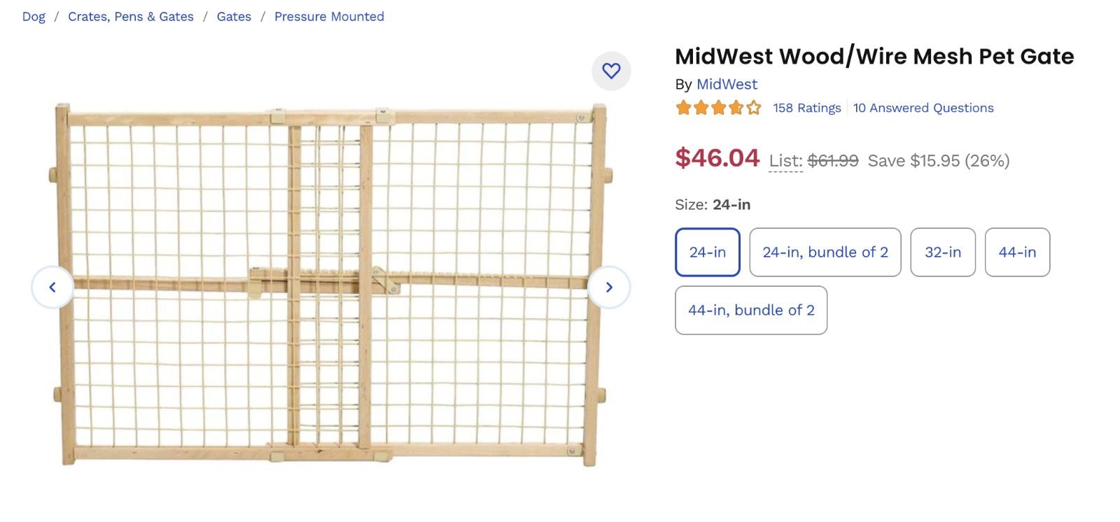 PET GATE - MidWest Wood/Wire Mesh Pet Gate
