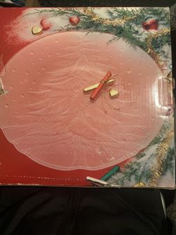Christmas Crystal Hostess Round Platter  14”