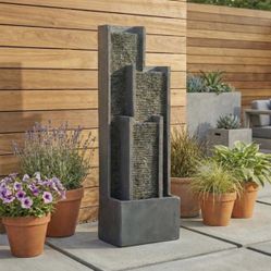 Cascading Waterfall Outdoor Water Fountain with LED Lights