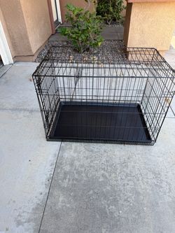 Black Folding Wire Dog Crate with Tray