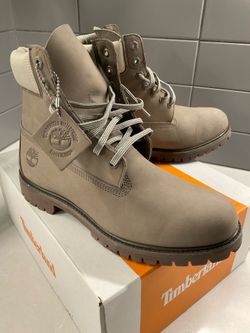 TIMBERLAND PREMIUM 6 IN LACE WATERPROOF MD GREY NUBUCK W LT Size 10.5 Men’s