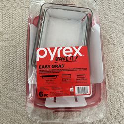 Pyrex 6 Piece Glass Baking Dish Storage Set BRAND NEW