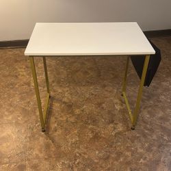 Modern White Desk with Gold Metal Legs – Excellent Condition