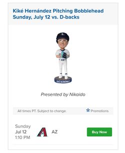 2x Dodger Tickets, Kiké Hernandez Giveaway