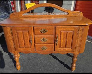 Manor House Antique Oak Sideboard Buffet with Mirror