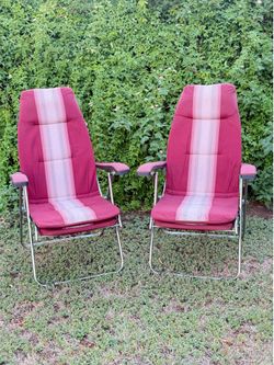 VTG Marga Airstream Camper Folding Adjustable Lounge Pool Camp Chairs Italy MCM