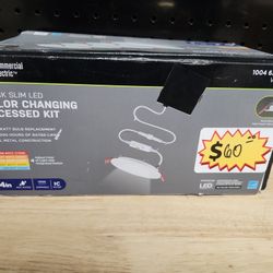 Commercial Electric
Ultra Slim Integrated LED 4 in Round Adj Color Temp Canless Recessed Light for Kitchen Bath Living rooms, White 4-Pack