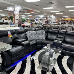 Beautiful Black LED Power Recliner Sectional W/ USB Ports At 45% OFF NOW!! (Limited Time)