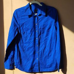 Talbots long sleeve Botton Down Women's Blouse Top Shirt blue size 12