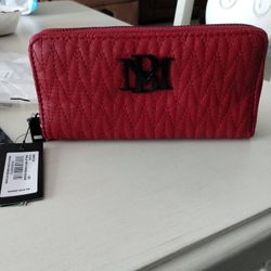 Badgley Mischka Red Quilted Wallet Phone Holder Wristlet