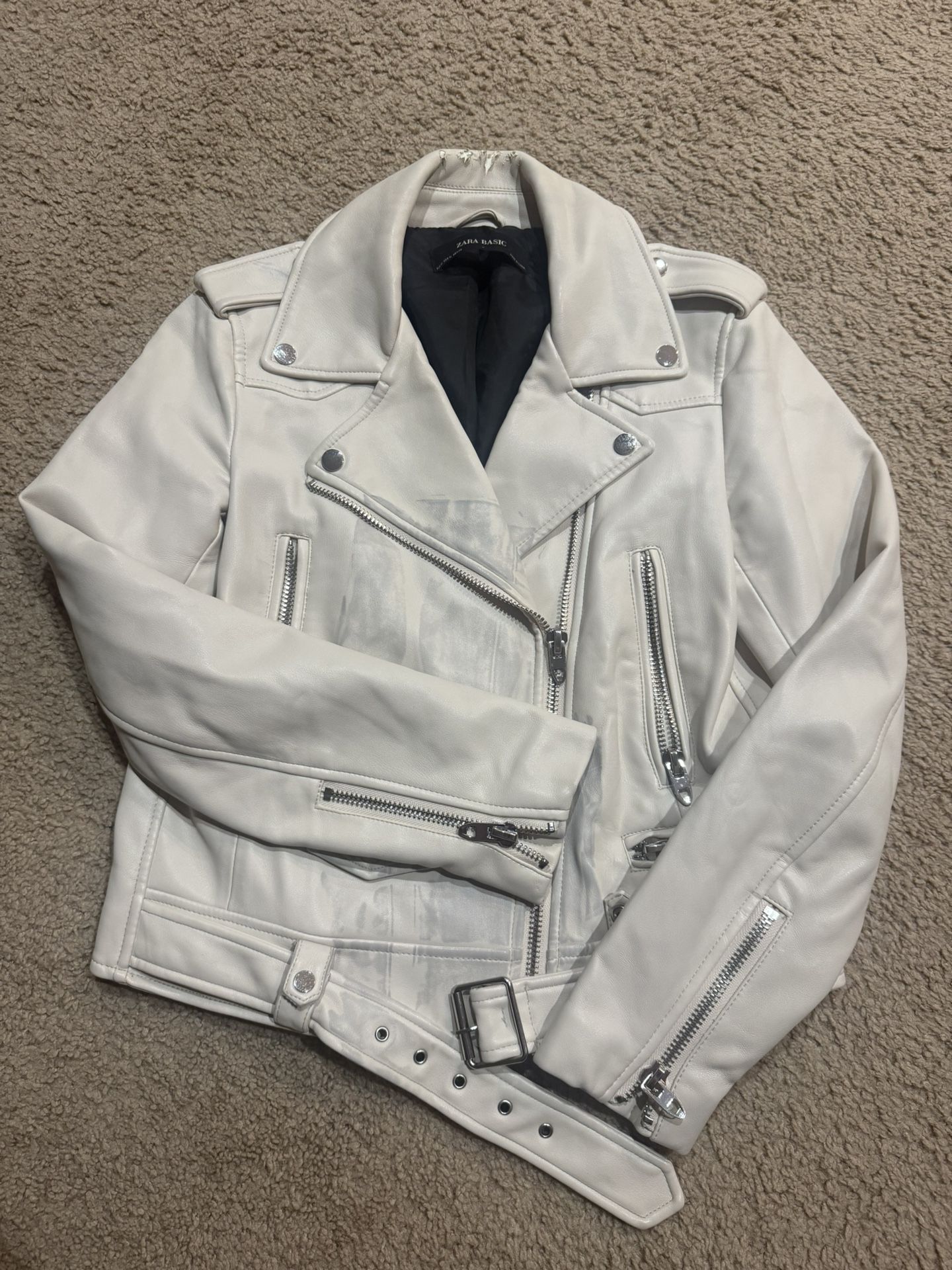 Zara Beige Leather Jacket