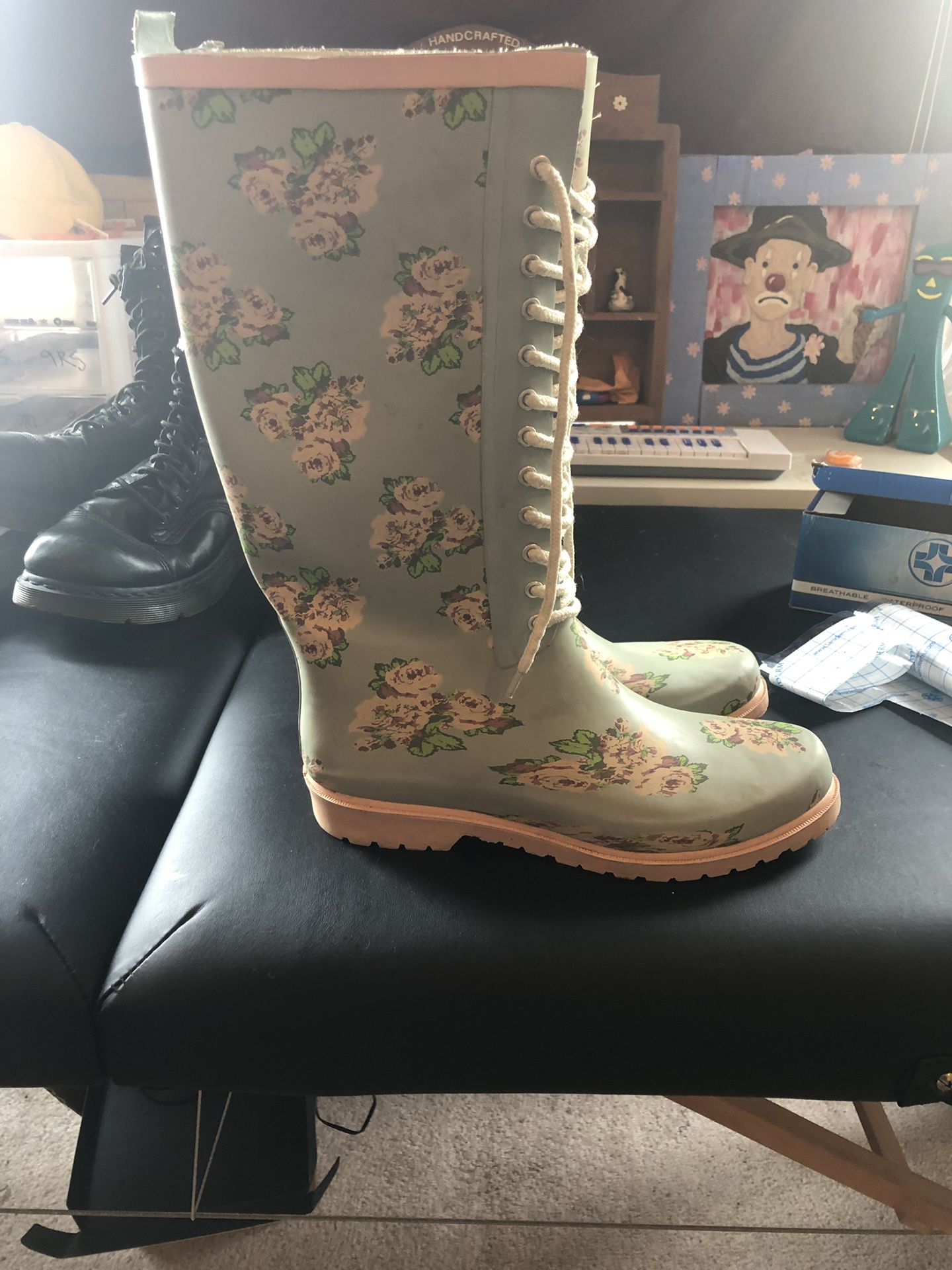 Floral Rain Boots size 10