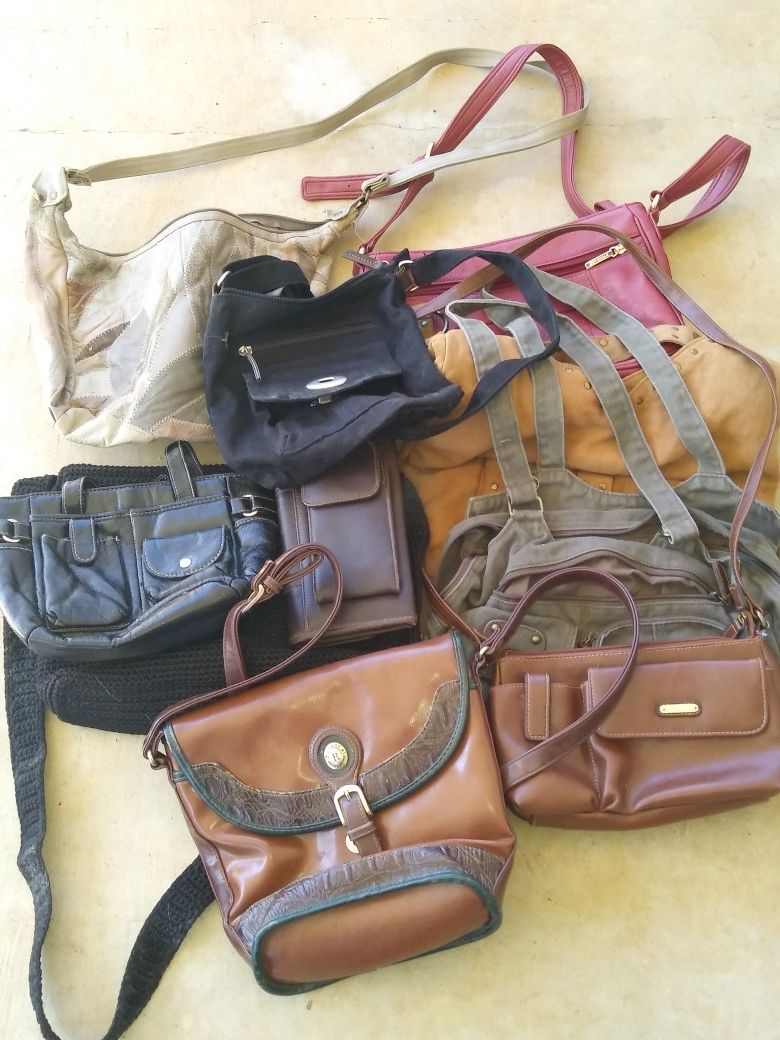 10 purses some leather