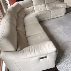 Leather Sectional Sofa - 6 Seater, 3 Recliners