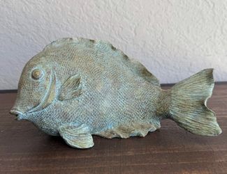 Green and Gold Wooden Decorative Fish