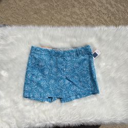 Dalia Collection Women Blue Floral Flower Vine Khaki Shorts 4" Inseam Sz 2