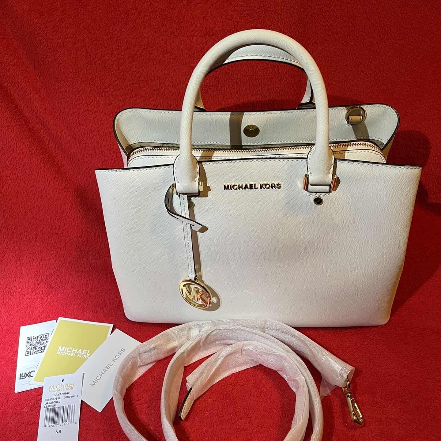 Micheal Kors Savannah Large Satchel Optic White