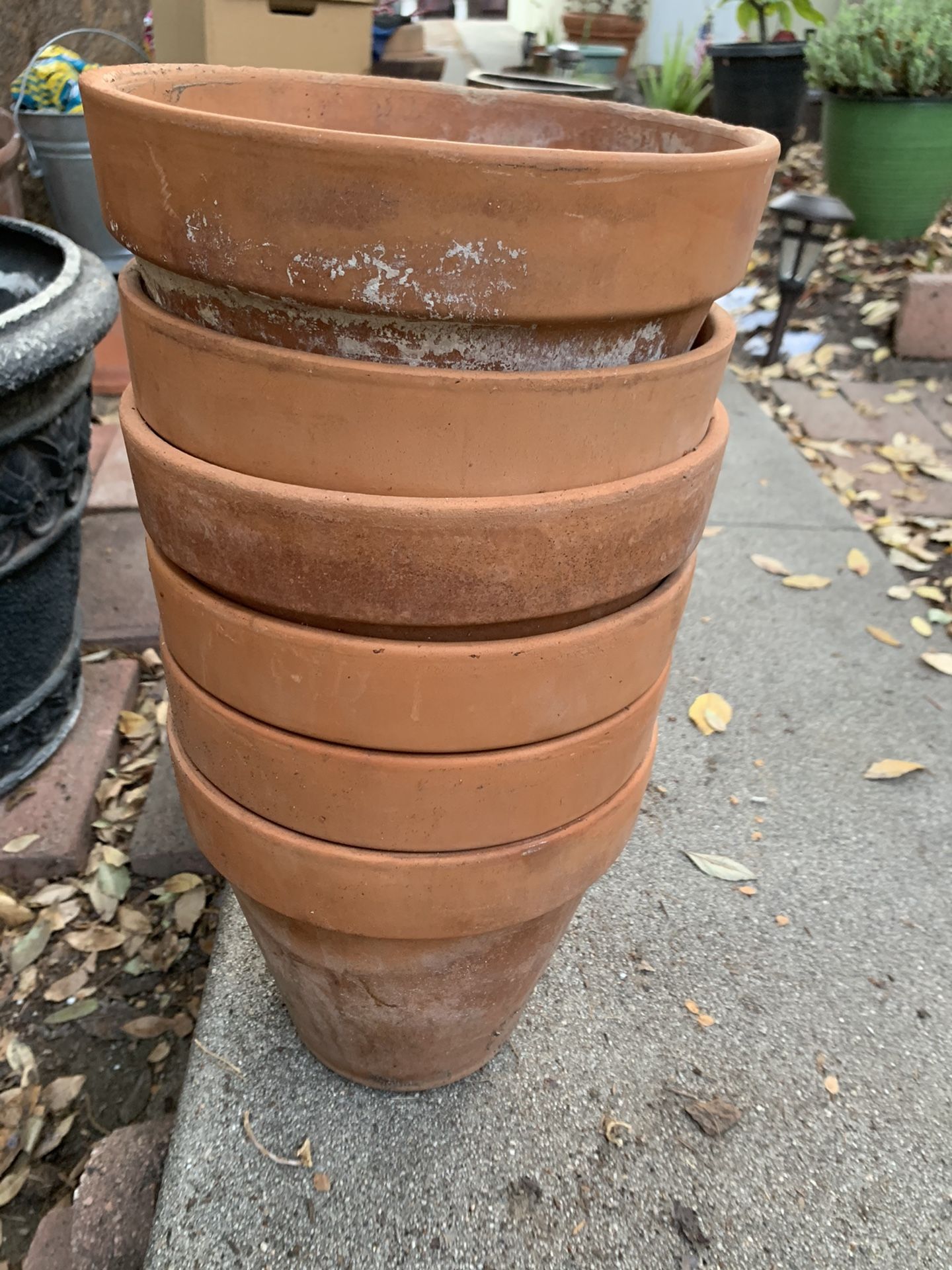 Six Clay Planting Pots 8”diameter