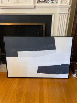 Large Framed Black & White Abstract Wall Art – Modern Minimalist Canvas | 36" x 24"