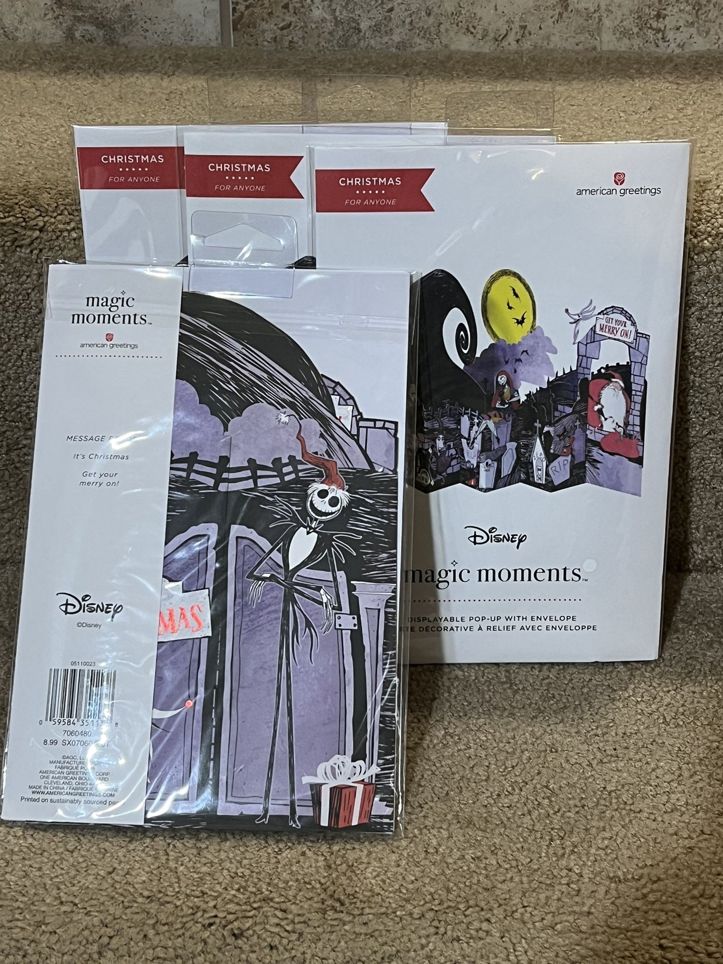 American Greetings Nightmare Before Christmas Magic Moments Pop up Card lot of 4