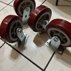 6 Inch Red Heavy Duty Castors 