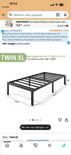 Twin XL size metal bed frame
