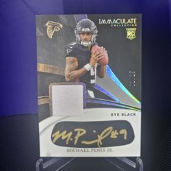 Michael Penix Jr 2024 Immaculate Rookie Eye Black Auto Patch — Falcons