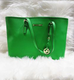 Michael Kors Green Saffiano Leather Tote Bag
